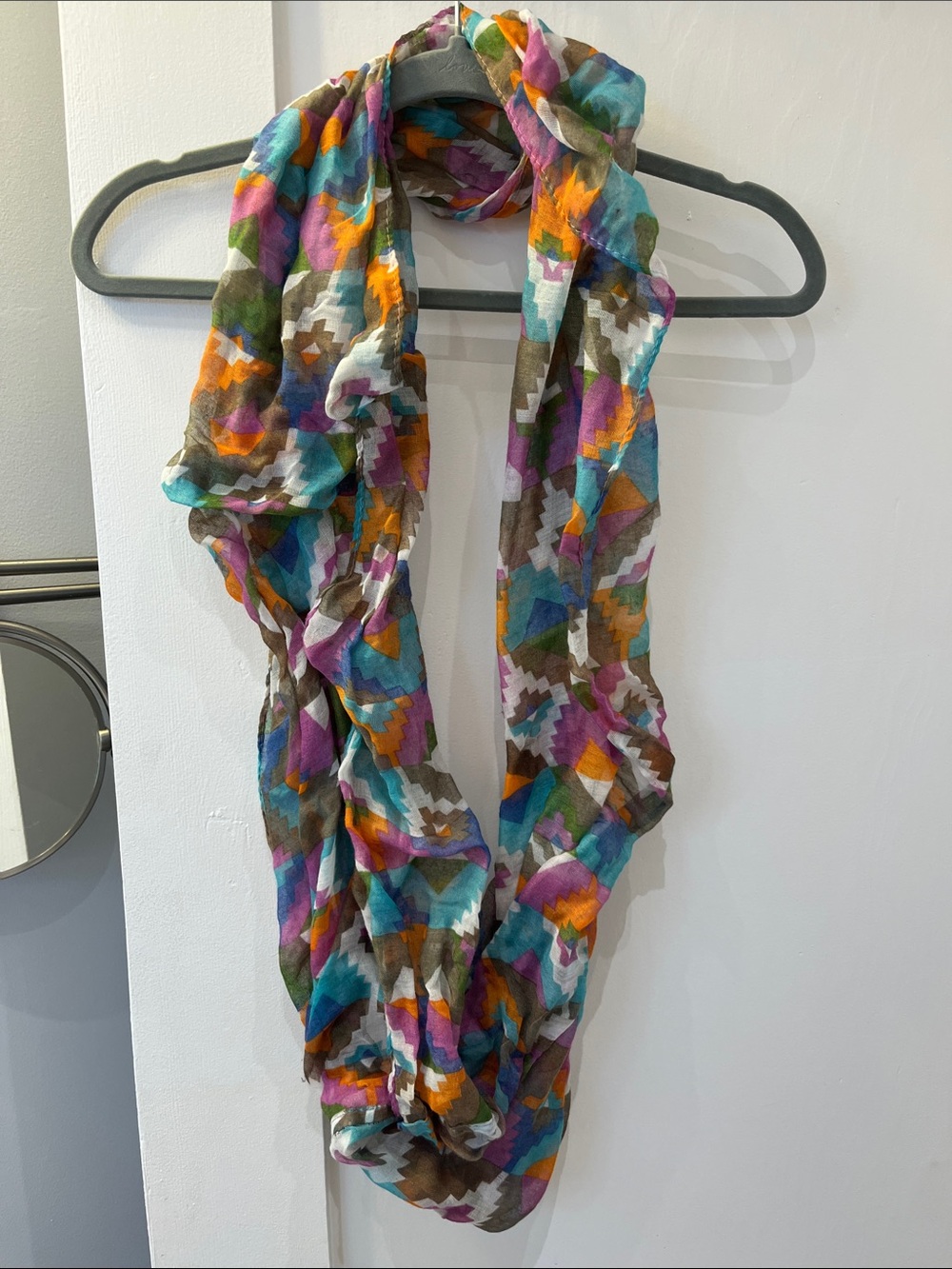 Lightweight Multicolor Geometric Infinity Scarf - Women's Accessories